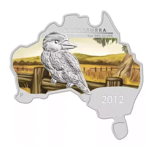 2012 1oz Australia Perth Mint EMU Australian Map Shaped .999 Silver Coin