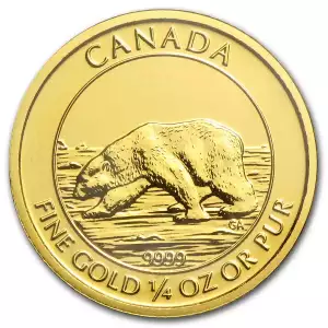 2013 1/4oz Royal Canadian Mint Polar Bear .9999 Gold Coin (2)