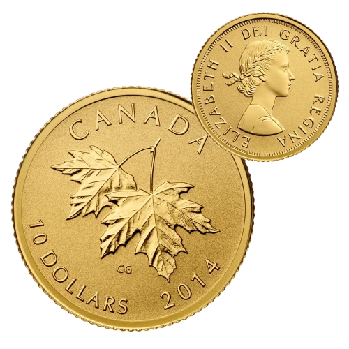 2014 1/4oz Canada RCM Twin Maple Leaf .9999 Gold Coin in OGP