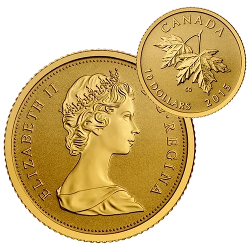 2015 1/4 oz Canada Maple Leaves 1965 Queen Effigy .9999 Gold RP Coin w/ OGP