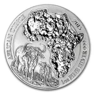 2015 1oz Rwanda .999 Silver African Buffalo BU Coin (2)
