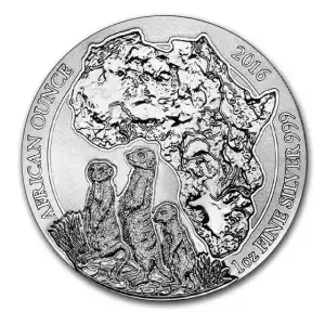 2016 1oz Rwanda .999 Silver Meerkat BU Coin  (2)