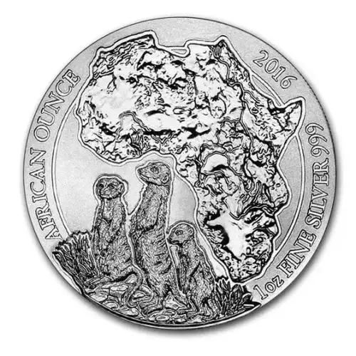 2016 1oz Rwanda .999 Silver Meerkat BU Coin  (2)