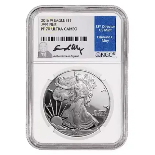 2016 W 1oz American Silver Eagle Proof NGC PF70 UC Lettered Edge 30th Edmund Moy