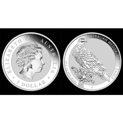 2017 1oz Australia Perth Mint .9999 Silver Wedge-Tailed Eagle Coin  (2)