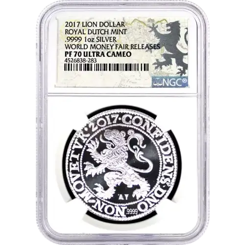 2017 1oz Netherlands .999 Silver Lion Dollar NGC PF70 Ultra Cameo World Fair of Money Releases (3)