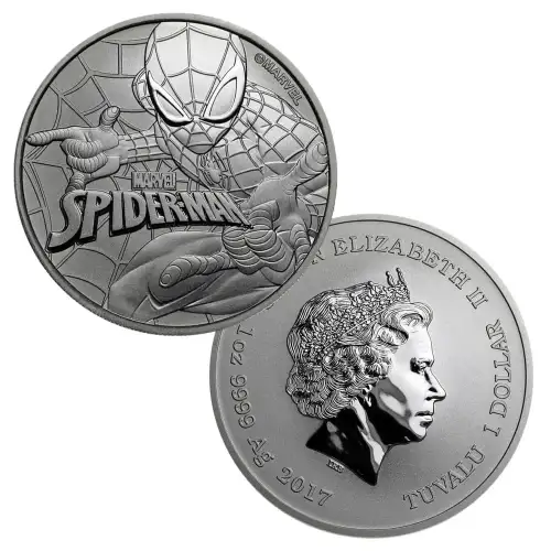 2017 1oz Tuvalu Marvel Series Spider Man .999 Silver Coin
