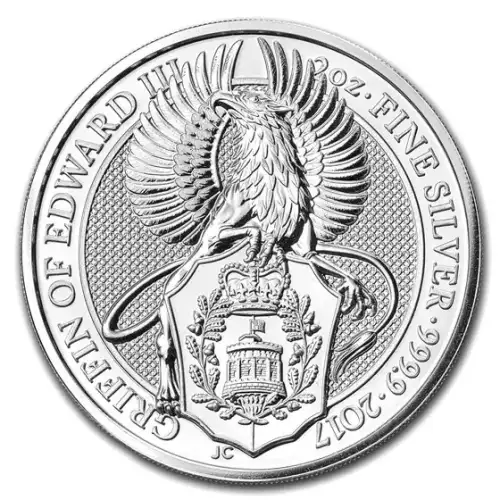 2017 2oz UK Royal Mint The Queen's Beasts: The Griffin of Edward .9999 Silver Coin (4)