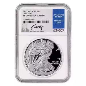 2017 W 1oz American Proof Silver Eagle NGC PF70 Ultra Cameo Edmund C Moy Signed  (2)