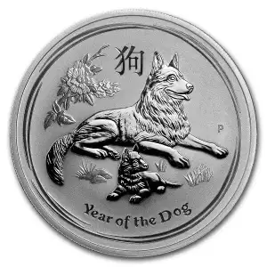 2018 1oz Australian Perth Mint Lunar Series II Year of the Dog .999 Silver Coin (3)