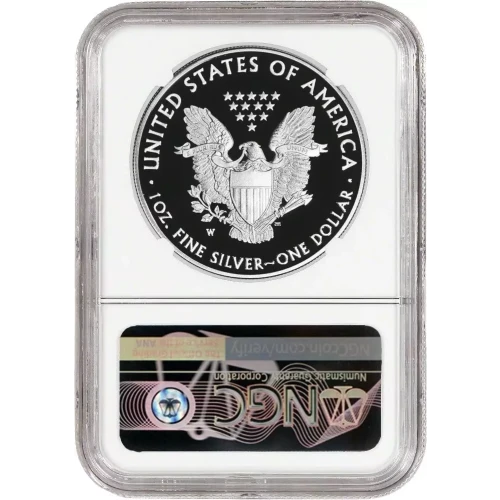2019 W 1oz American Silver Eagle Proof Coin - NGC PF70 UC Edmund C Moy signed (2)