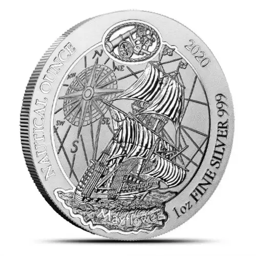 2020 1 oz Rwanda Nautical Ounce: Mayflower .999 Silver Coin BU