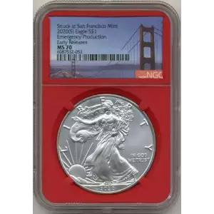 2020 (S)1oz Silver Eagle - NGC MS 70 Emergency Production From first 50 SF Boxes