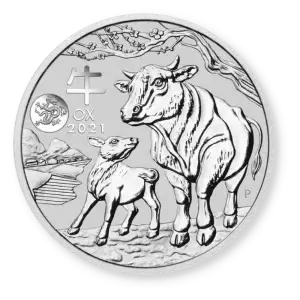 2021 1oz Australia Perth Mint Lunar Series Year of the OX .9999 Silver Coin W/ Special Dragon Privy (3)