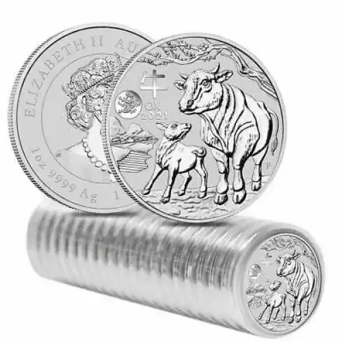 2021 1oz Australia Perth Mint Lunar Series Year of the OX .9999 Silver Coin W/ Special Dragon Privy