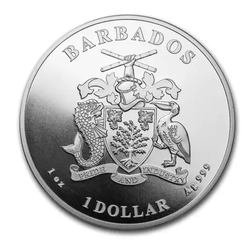 2021 1oz Barbados Caribbean Seahorse .999 Silver BU Coin  (2)