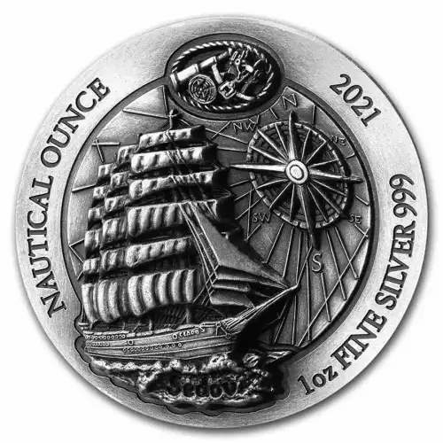 2021 1oz Rwanda Nautical Series - Sedov Ultra High Relief .999 Silver Coin Antiqued (2)