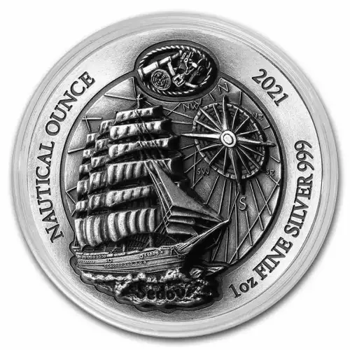 2021 1oz Rwanda Nautical Series - Sedov Ultra High Relief .999 Silver Coin Antiqued