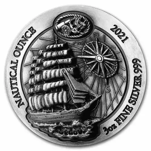 2021 Rwanda 3 oz Silver Nautical Ounce Sedov HR Antiqued (2)