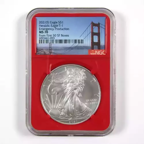 2021(S) 1oz Silver Eagle Type 1 - NGC MS 70 EP From first 50 SF Boxes 