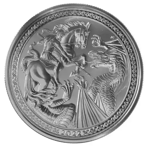 2022 1 oz Ascension Island Modern Masters -  Jody Clark St. George and the Dragon 999 Silver BU Coin