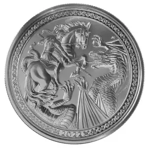 2022 1 oz Ascension Island Modern Masters -  Jody Clark St. George and the Dragon 999 Silver BU Coin