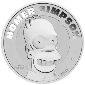 2022 1 oz Tuvalu Perth Mint Homer Simpson .9999 Silver BU Coin (2)