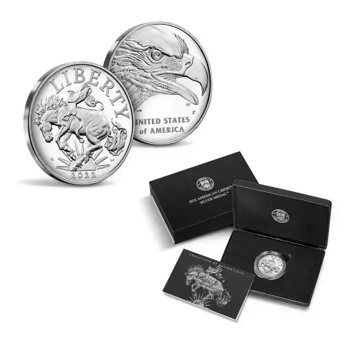 2022 1oz American Liberty Bronco Proof .999 Silver Medal with Box, OGP & COA