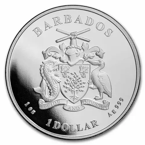 2022 1oz Barbados Caribbean Seahorse .999 Silver BU Coin (2)