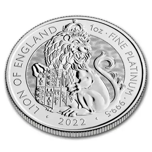 2022 1oz British Royal Mint Tudor Beast Lion of England .9995 Platinum Coin (2)
