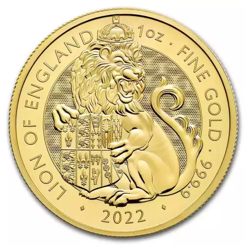 2022 1oz British Royal Mint Tudor Beasts Lion of England .9999 Gold Coin (2)