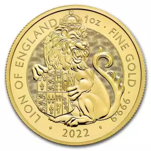 2022 1oz British Royal Mint Tudor Beasts Lion of England .9999 Gold Coin (2)