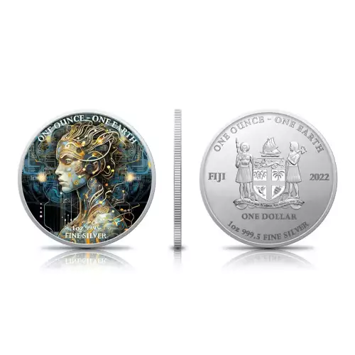 2022 1oz Fiji One Earth Artificial Intelligence Beauty Edition .999 Silver Coin