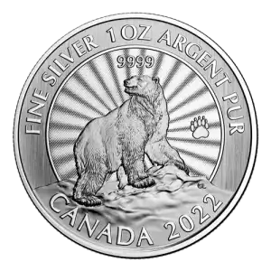 2022 1oz Royal Canadian Mint .9999 Silver Majestic Polar Bear Coin in Assay Card (35,000 Mintage)