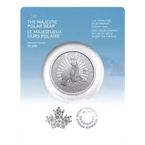 2022 1oz Royal Canadian Mint .9999 Silver Majestic Polar Bear Coin in Assay Card (35,000 Mintage) (3)