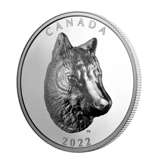 2022 1oz Royal Canadian Mint Timber Wolf Silver .9999 Proof Extraordinarily High Relief Coin (2)