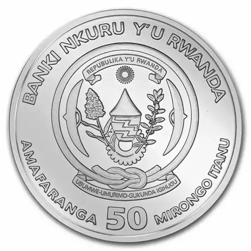 2022 1oz Rwanda .999 Silver Proof Pelican BU Coin