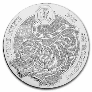 2022 1oz Rwanda Lunar Ounce - Year of the Tiger .999 Silver BU Coin (2)