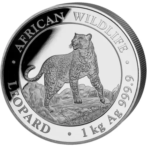 2022 1oz Somalia African Wildlife Series .9999 Silver Leopard BU Coin (2)