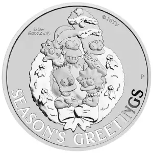 2022 1oz Tuvalu The Simpsons Season's Greetings .9999 Silver BU Coin (2)