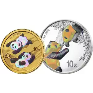  2022/2023 China Panda Hologram Jubilee 1g Gold & 30g Silver Coin