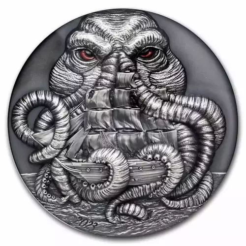 2023 1 Kilo Silver Palau Cthulhu H.P. lovecraft Ultra High Relief NGC MS70  (2)