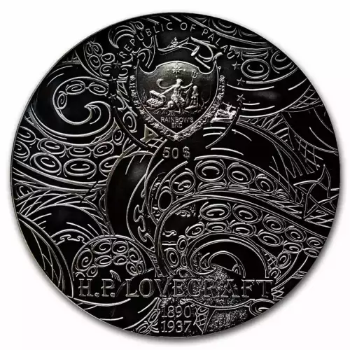 2023 1 Kilo Silver Palau Cthulhu H.P. lovecraft Ultra High Relief NGC MS70  (3)