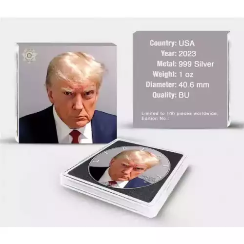 2023 1 oz American Silver Eagle Colorized TRUMP MUG SHOT (2)