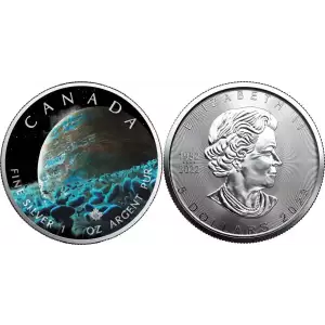 2023 1oz Canada Maple Leaf Planetary Rings Edition .9999 Silver Coin