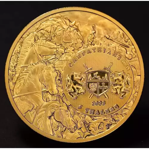 2023 1oz Carpathian Four Horsemen of the Apocalypse White Horse Gold Gilt .999 Silver Coin (2)