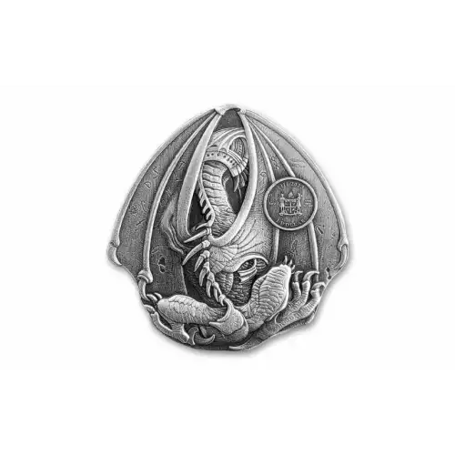 2023 1oz Fiji .999 Silver Egyptian Dragon Ultra High Relief Antiqued BU (2)