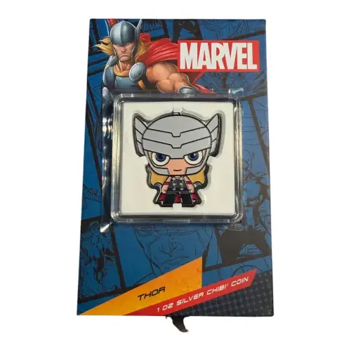 2023 1oz Niue Marvel Thor Chibi .999 Silver Colorized Coin in OGP