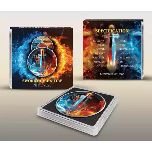2023 1oz Niue Sword of Truth: Sword of Ice & Fire Edition .999 Silver Coin (2)