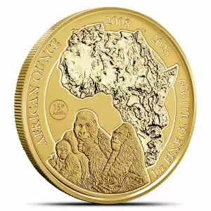 2023 1oz Rwanda .999 Gold Mountain Gorilla BU Coin 